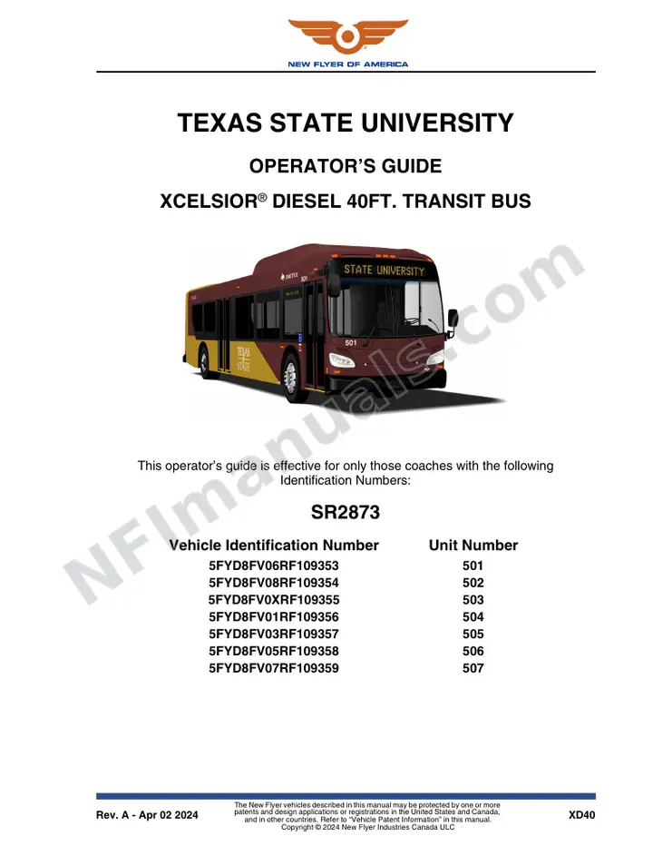 SR2873 Operator's Guide, Texas State University first-page preview