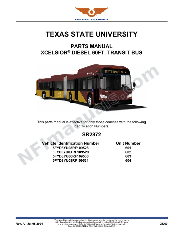 SR2872 Parts Manual, Texas State University first-page preview