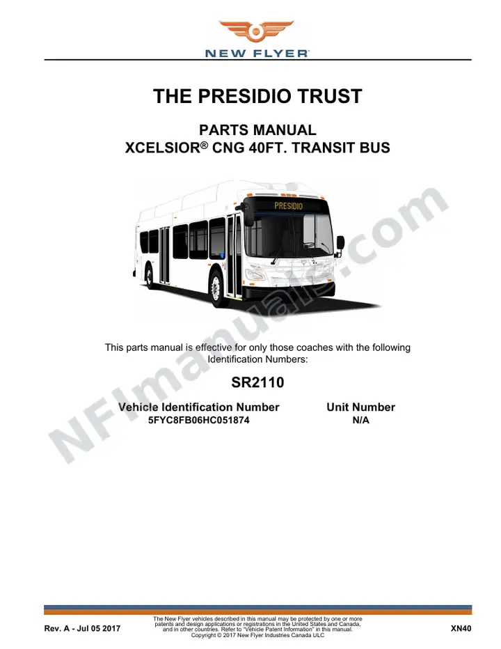 SR2110 Parts Manual, The Presidio Trust first-page preview
