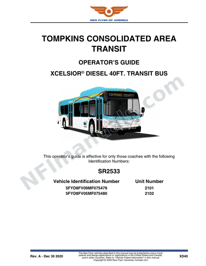 SR2533 Operator's Guide, Tomkins Consolidated Area Transit first-page preview