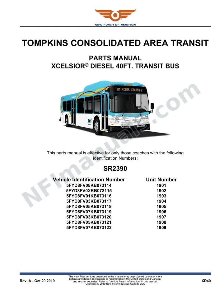 SR2390 Parts Manual, Tompkins Consolidated Area Transit first-page preview