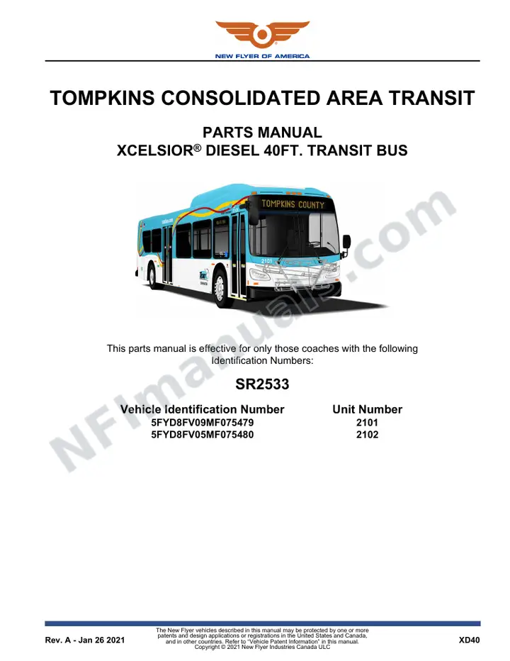 SR2533 Parts Manual, Tompkins Consolidated Area Transit first-page preview