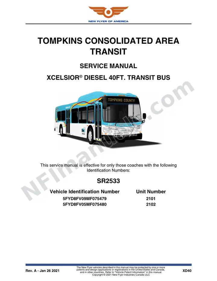SR2533 Service Manual, Tompkins Consolidated Area Transit first-page preview