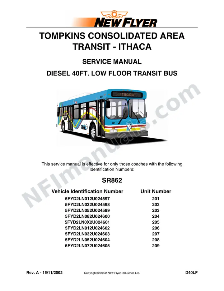 SR862 Service Manual, Tompkins Consolidated Area Transit - Ithaca first-page preview