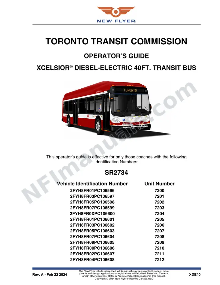 New Flyer XDE40 Manual Package - Toronto Transit Commission included manual preview