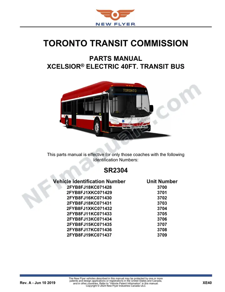 SR2304 Parts Manual, Toronto Transit Commission first-page preview