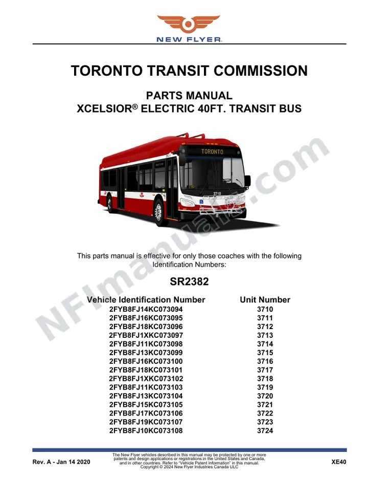 SR2382 Parts Manual, Toronto Transit Commission first-page preview