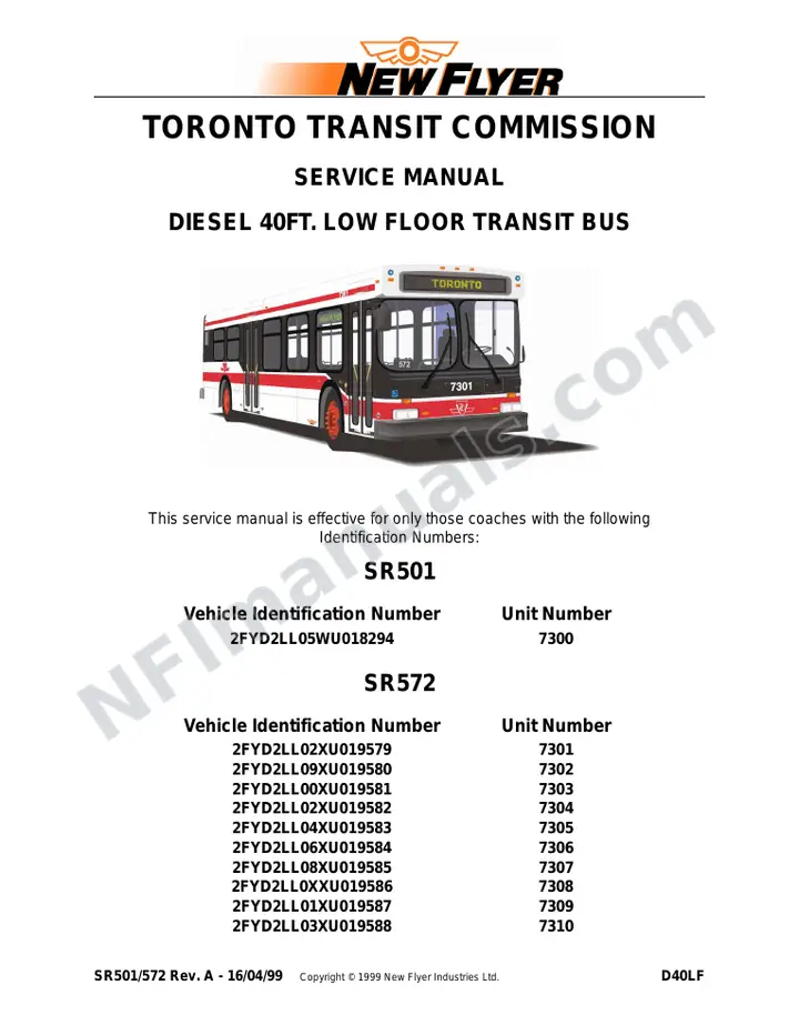 SR501/572 Service Manual, Toronto Transit Commission first-page preview