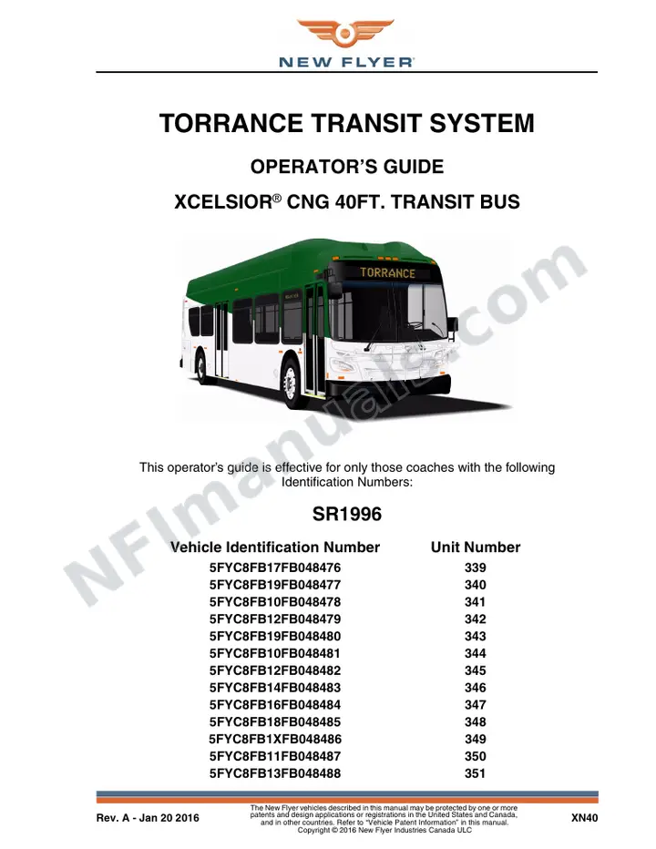 SR1996 Operator's Guide, Torrance Transit System first-page preview