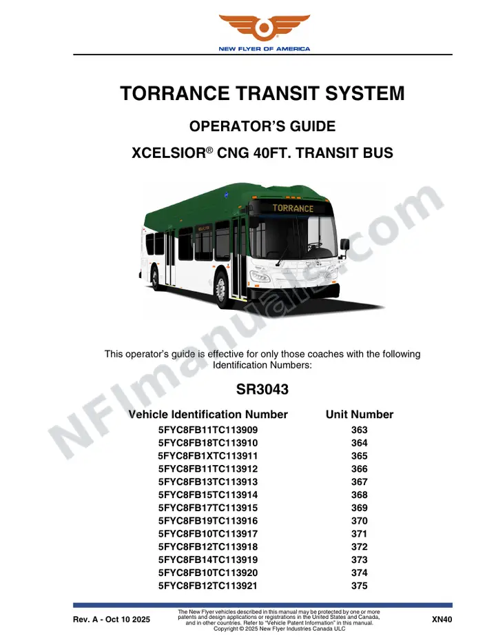 SR3043 Operator's Guide, Torrance Transit System first-page preview