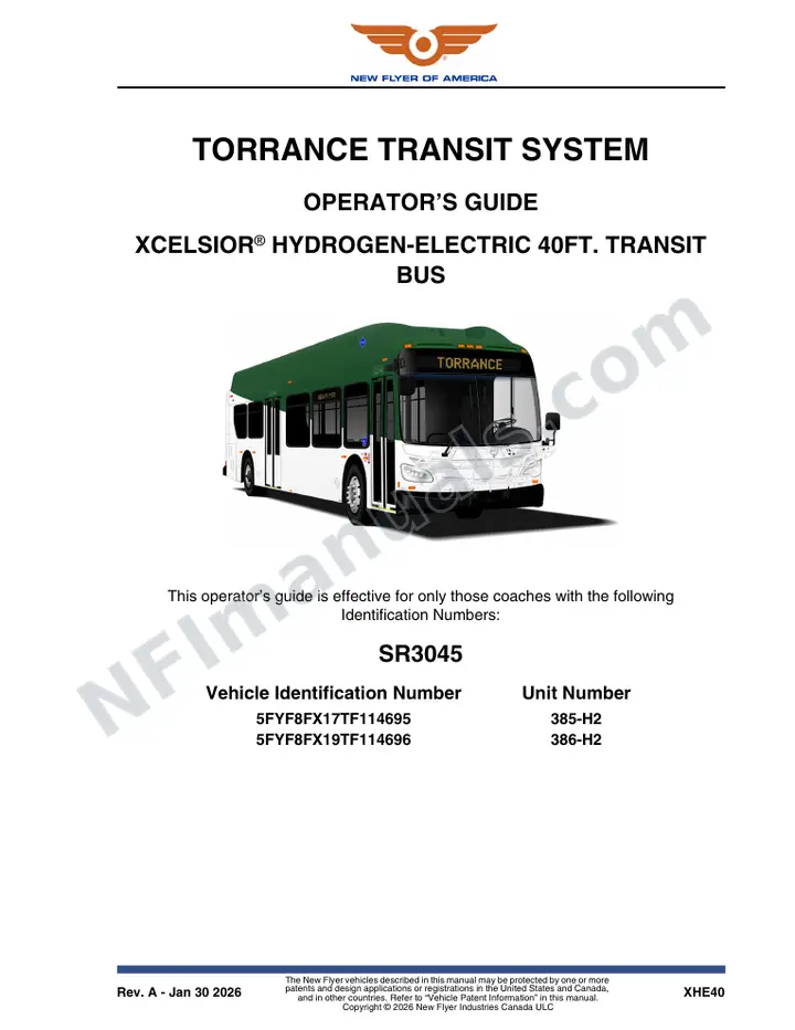 New Flyer XHE40 Manual Package - Torrance Transit System included manual preview