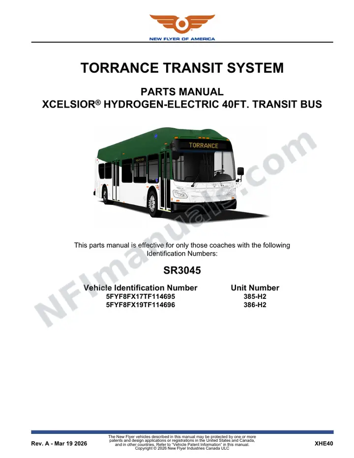 SR3045 Parts Manual, Torrance Transit System first-page preview