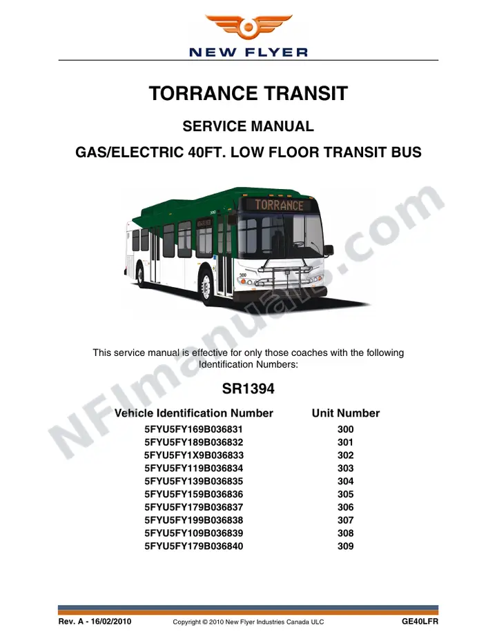 SR1394 Service Manual, Torrance Transit first-page preview