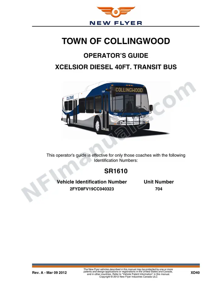 New Flyer XD40 Manual Package - Town of Collingwood included manual preview