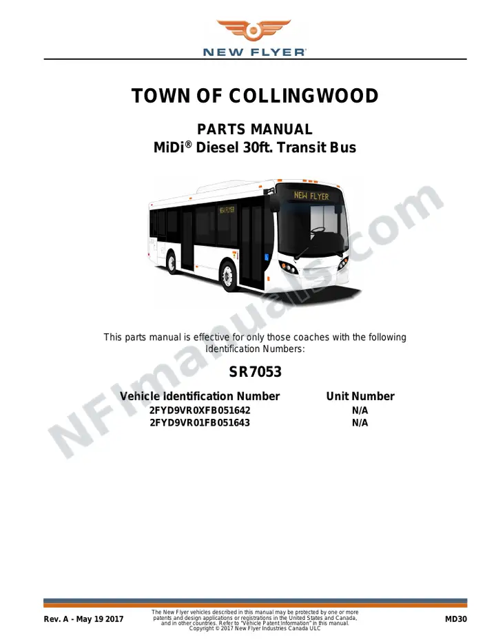 SR7053 Parts Manual, Town of Collingwood first-page preview