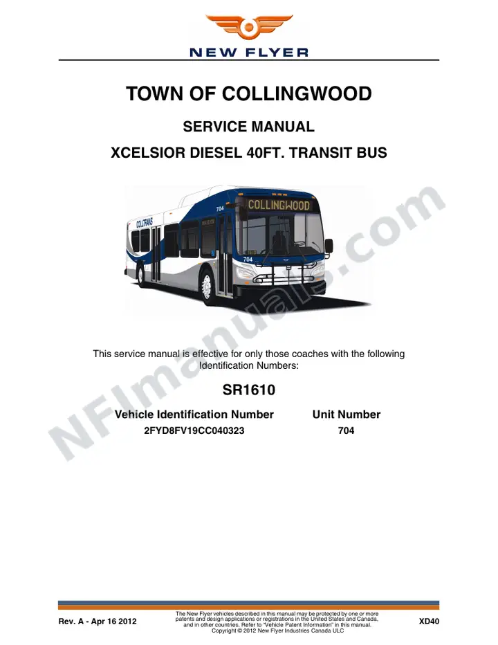 SR1610 Service Manual, Town of Collingwood first-page preview