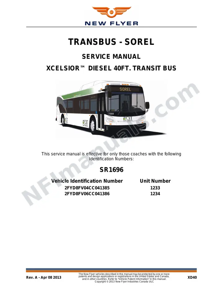 SR1696 Service Manual, TRANSBUS - Sorel first-page preview