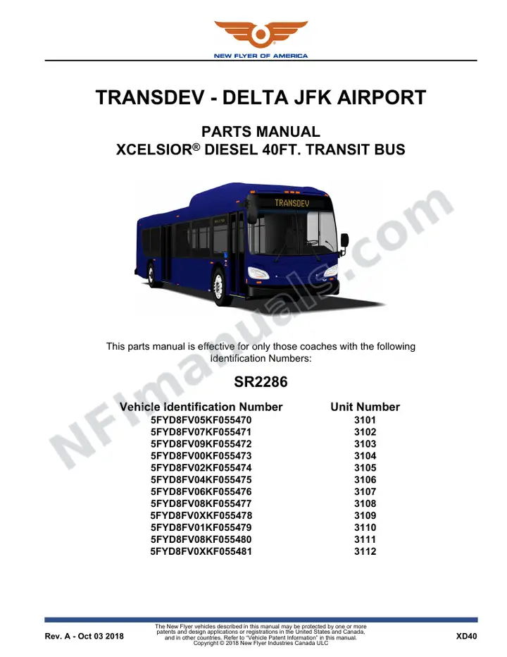 SR2286 Parts Manual, Transdev - Delta JFK Airport first-page preview