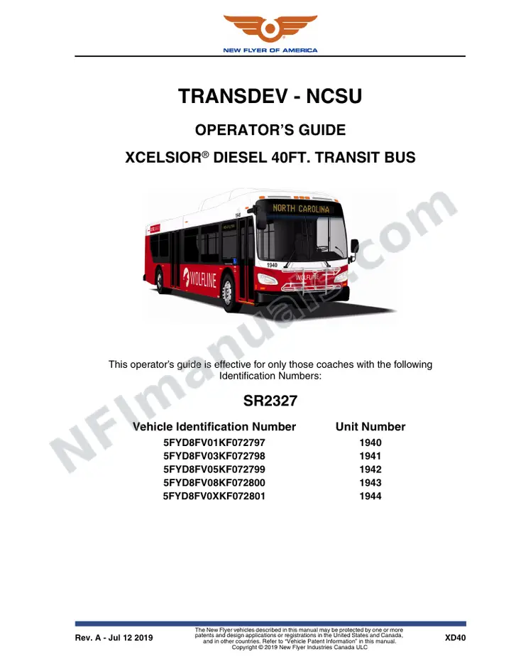 SR2327 Operator's Guide, Transdev - NCSU first-page preview