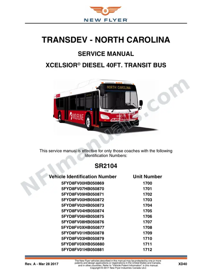 SR2104 Service Manual, Transdev - North Carolina first-page preview