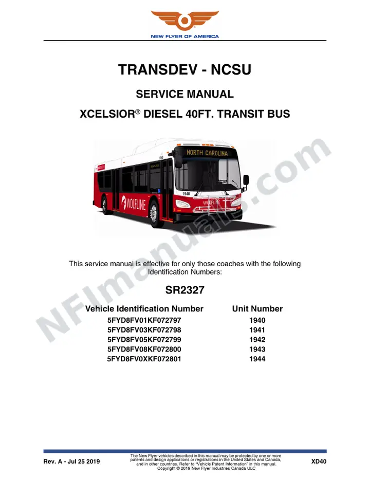 SR2327 Service Manual, Transdev - NCSU first-page preview