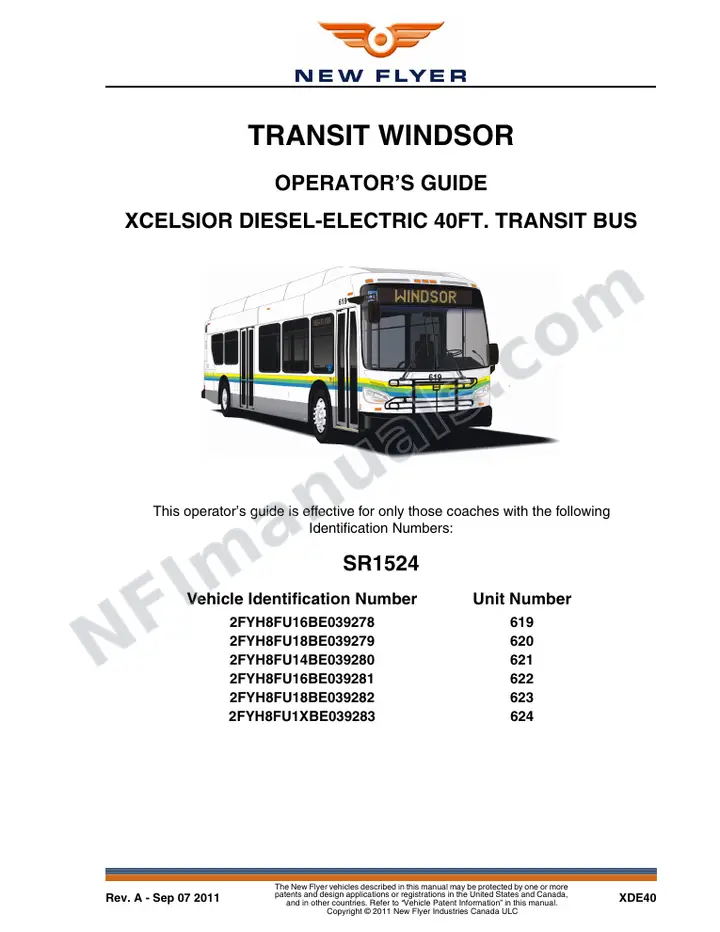 New Flyer XDE40 Manual Package - Transit Windsor included manual preview