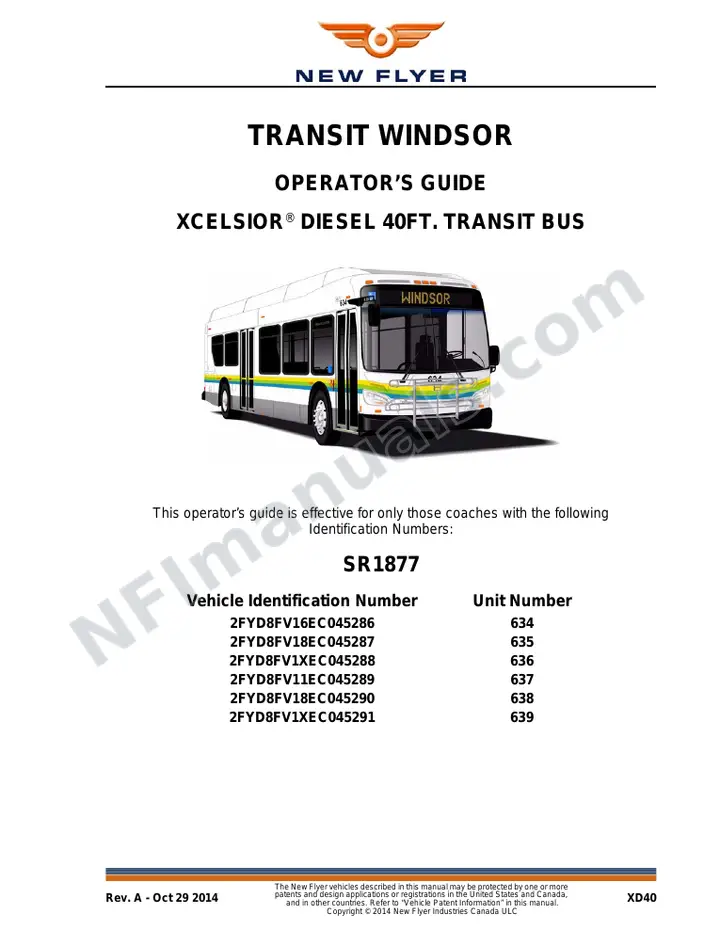SR1877 Operator's Guide, Transit Windsor first-page preview