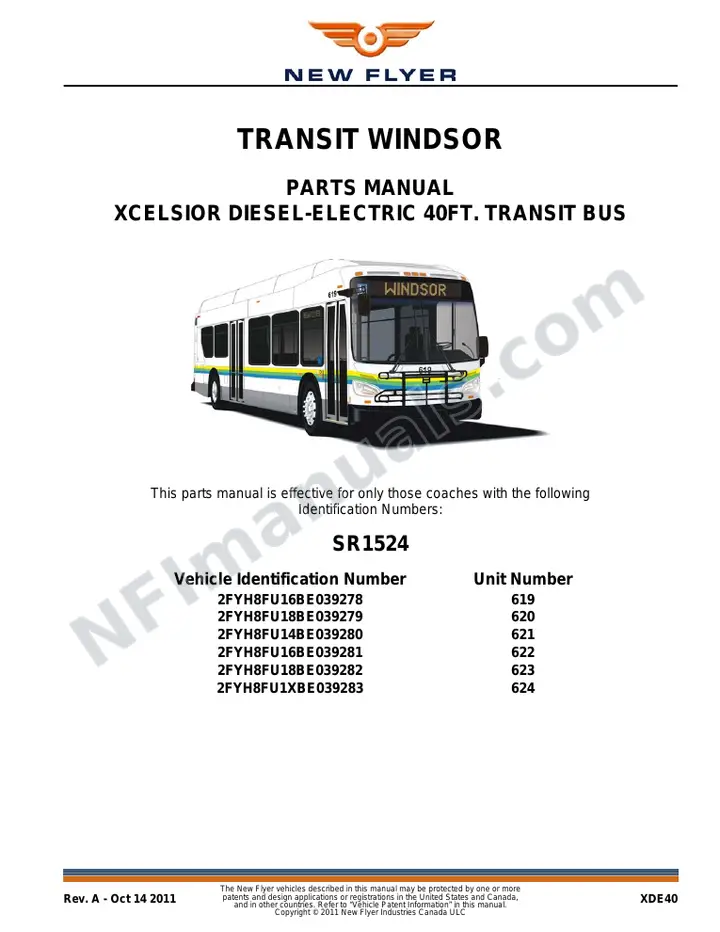 SR1524 Parts Manual, Transit Windsor first-page preview