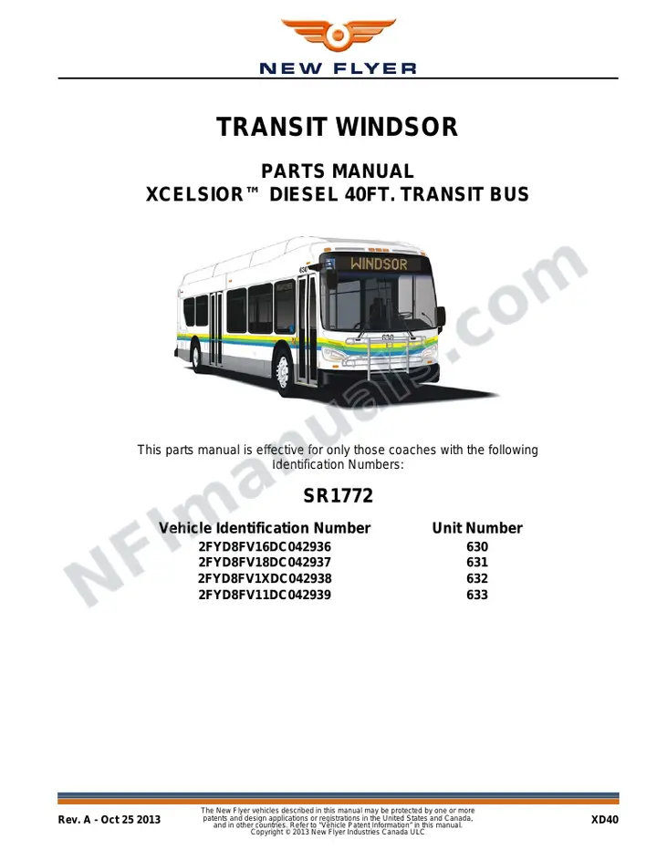SR1772 Parts Manual, Transit Windsor first-page preview