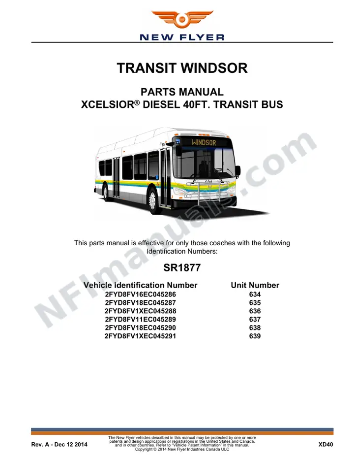 SR1877 Parts Manual, Transit Windsor first-page preview