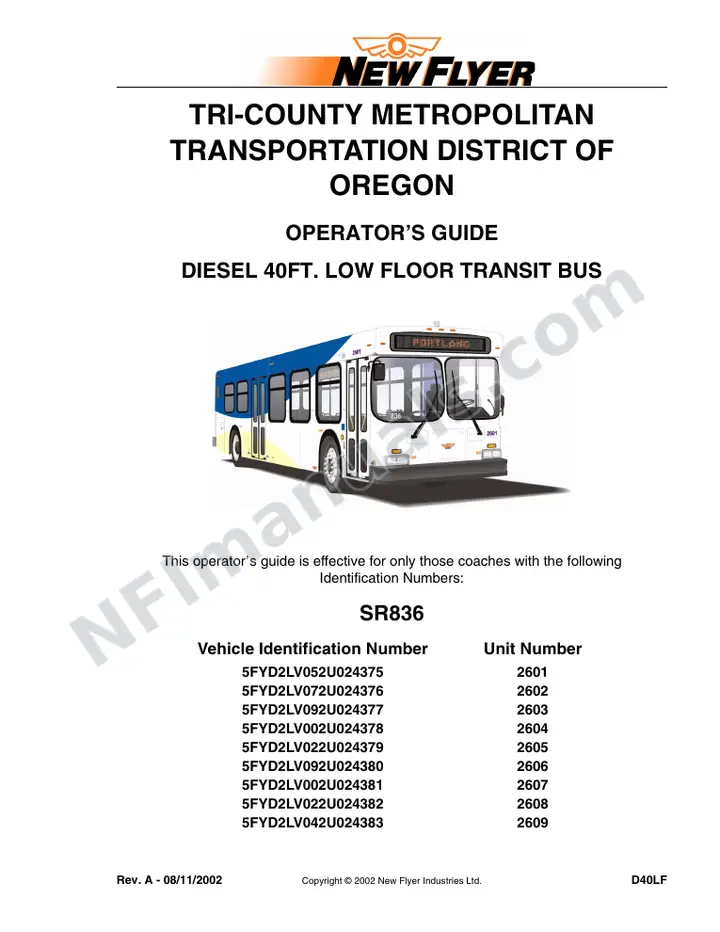 SR836 Operator's Guide, Tri-County Metropolitan Transportation District of Oregon first-page preview
