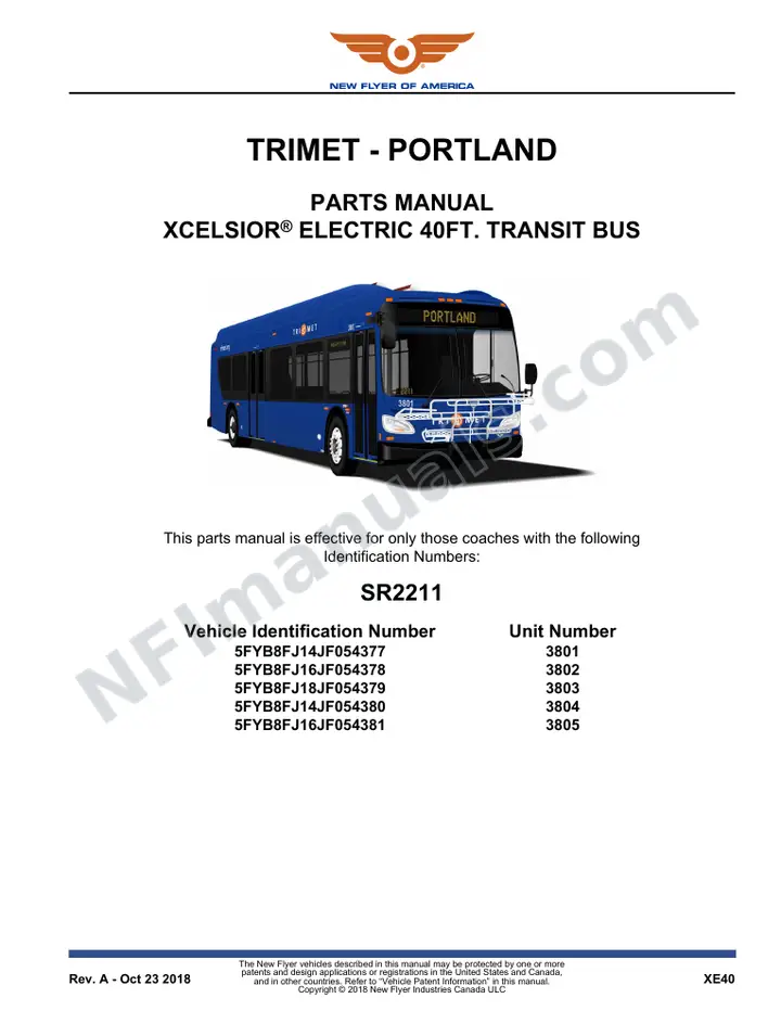 SR2211 Parts Manual, TriMet - Portland first-page preview