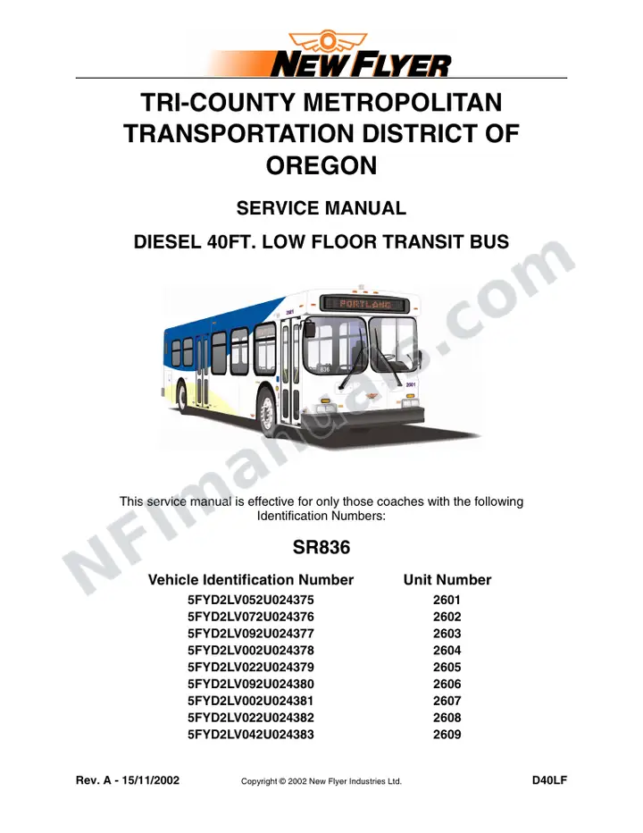 SR836 Service Manual, Tri-County Metropolitan Transportation District of Oregon first-page preview