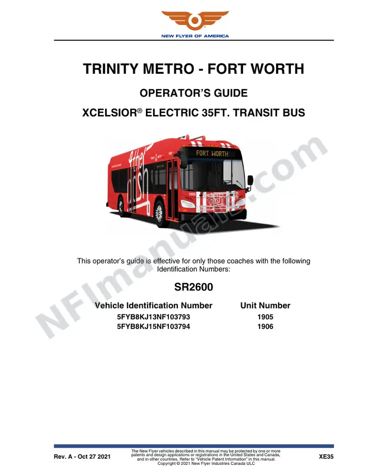 SR2600 Operator's Guide, Trinity Metro - Fort Worth first-page preview