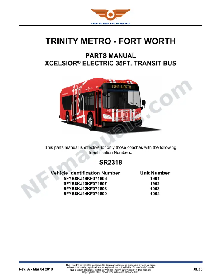 SR2318 Parts Manual, Trinity Metro - Fort Worth first-page preview
