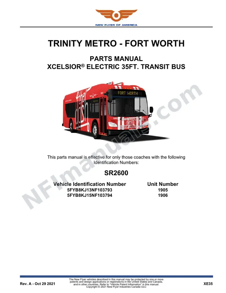 SR2600 Parts Manual, Trinity Metro - Fort Worth first-page preview