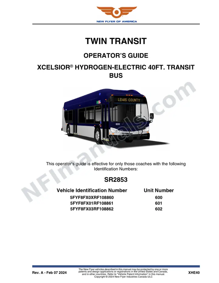 New Flyer XHE40 Manual Package - Twin Transit included manual preview