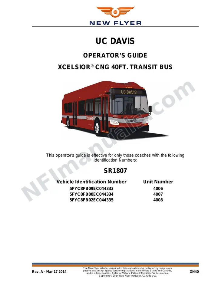 New Flyer XN40 Manual Package - UC Davis - Unitrans included manual preview