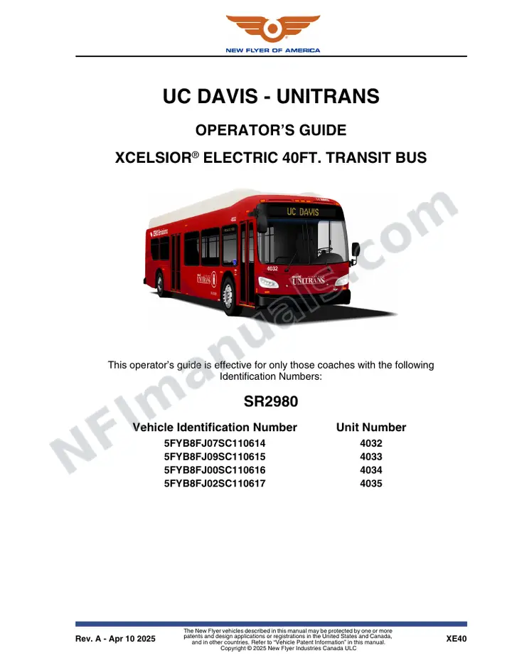 SR2980Operator's Guide, UC Davis - Unitrans first-page preview
