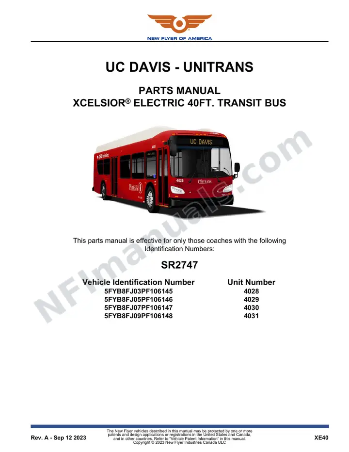 SR2747 Parts Manual, UC Davis - Unitrans first-page preview