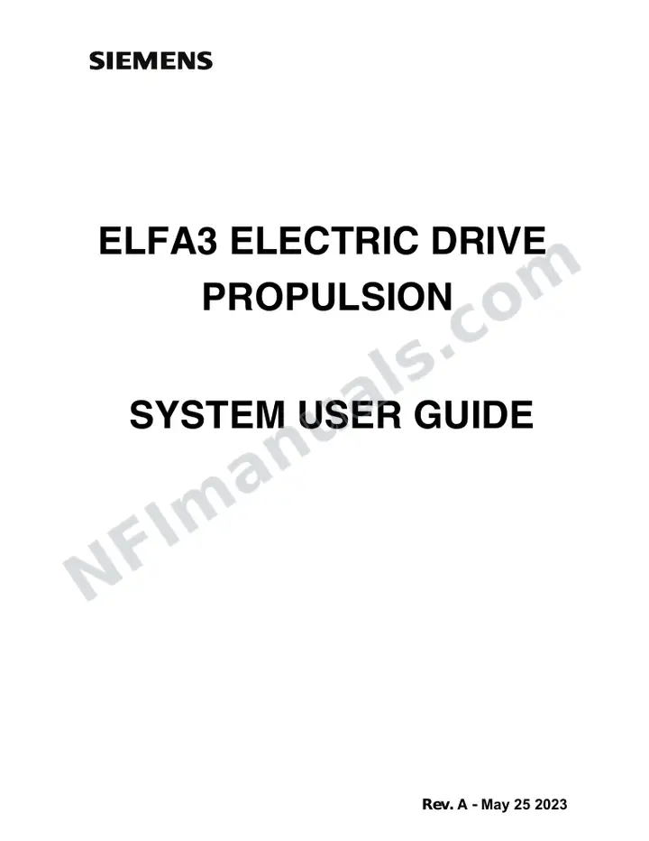 Siemens ELFA3 Electric Drive Propulsion System User Guide SR2776 first-page preview