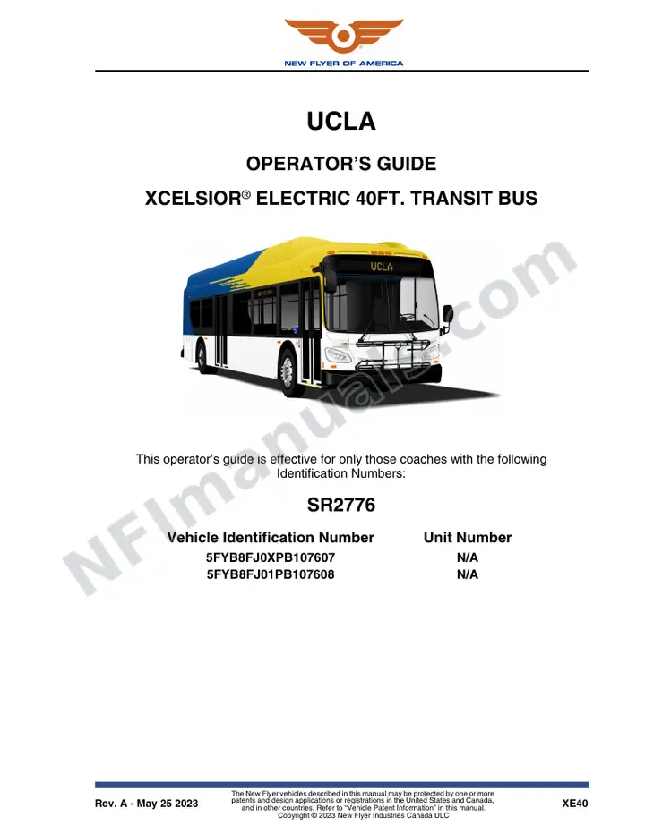 New Flyer XE40 Manual Package - UCLA included manual preview