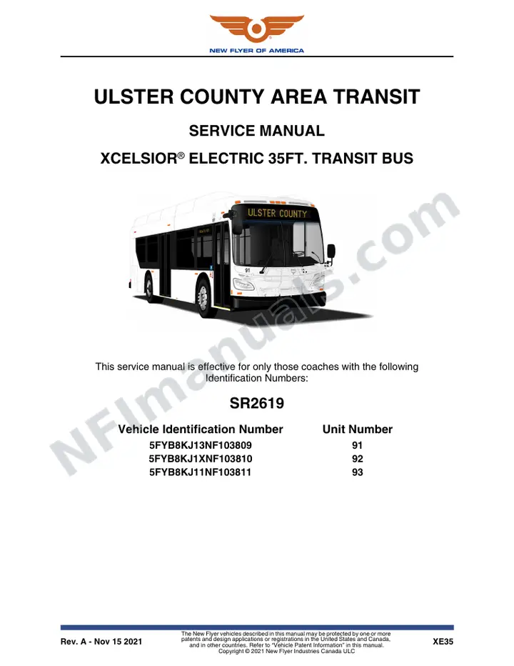 SR2619 Service Manual, Ulster County Area Transit first-page preview
