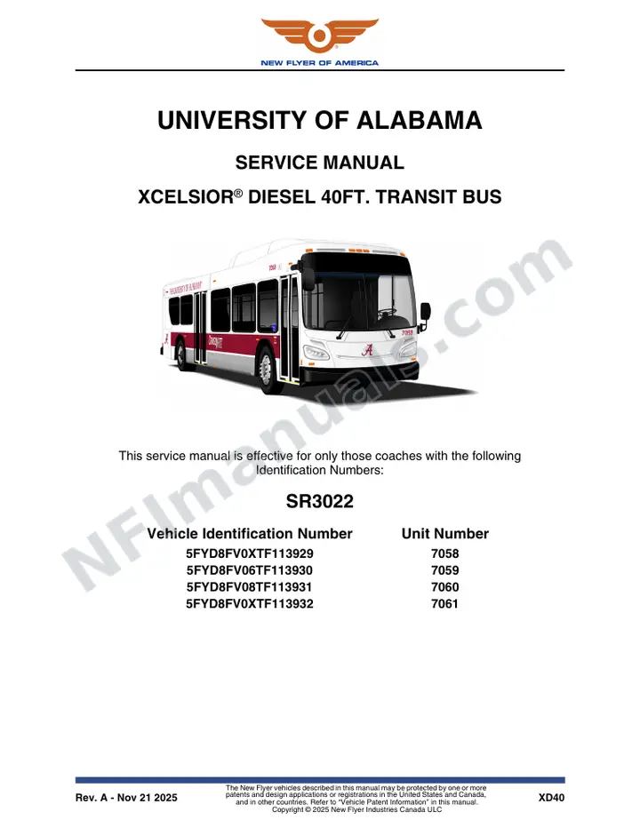 SR3022 Service Manual, University of Alabama first-page preview