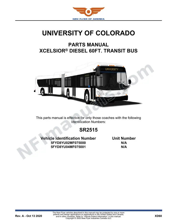 SR2515 Parts Manual, University of Colorado first-page preview