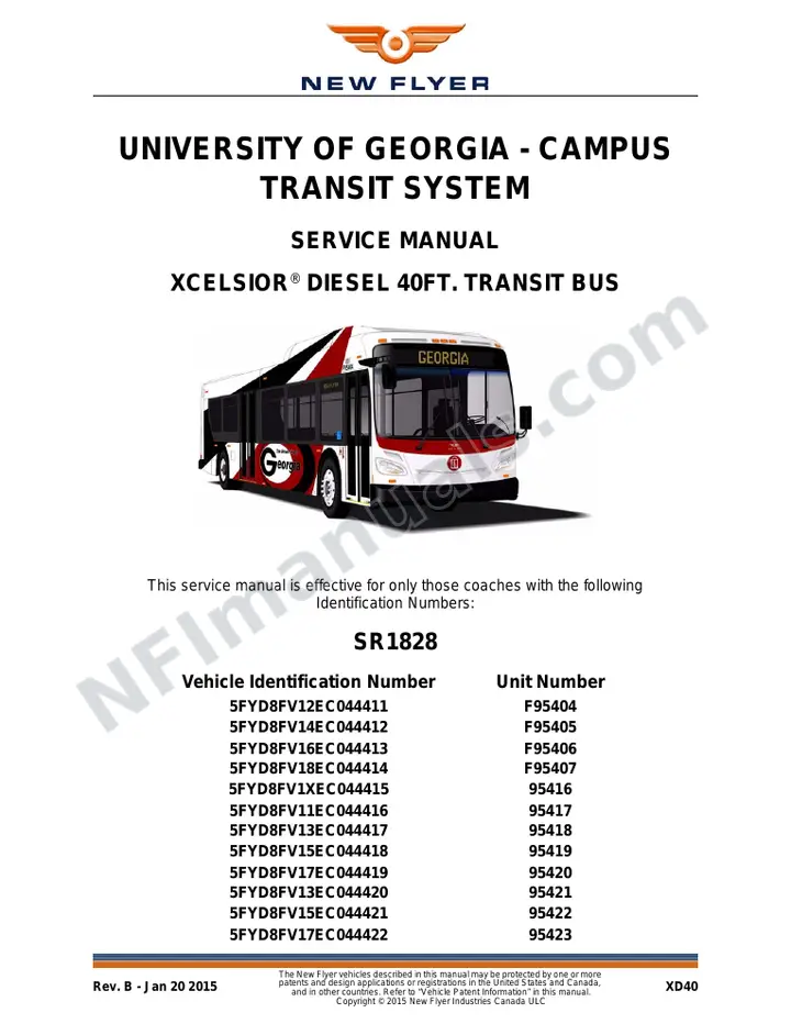 SR1828 1894 Service Manual, University of Georgia - Campus Transit System first-page preview