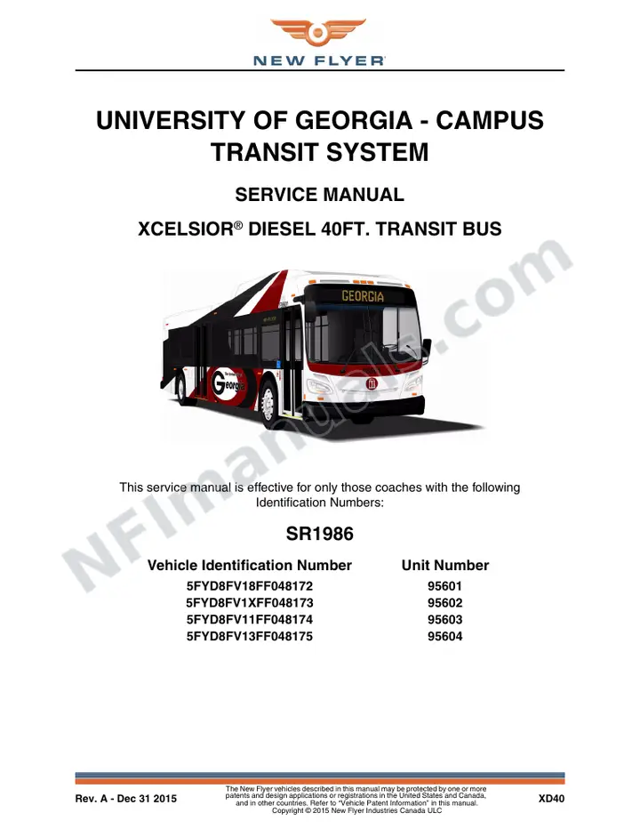 SR1986 Service Manual, University of Georgia - Campus Transit System first-page preview