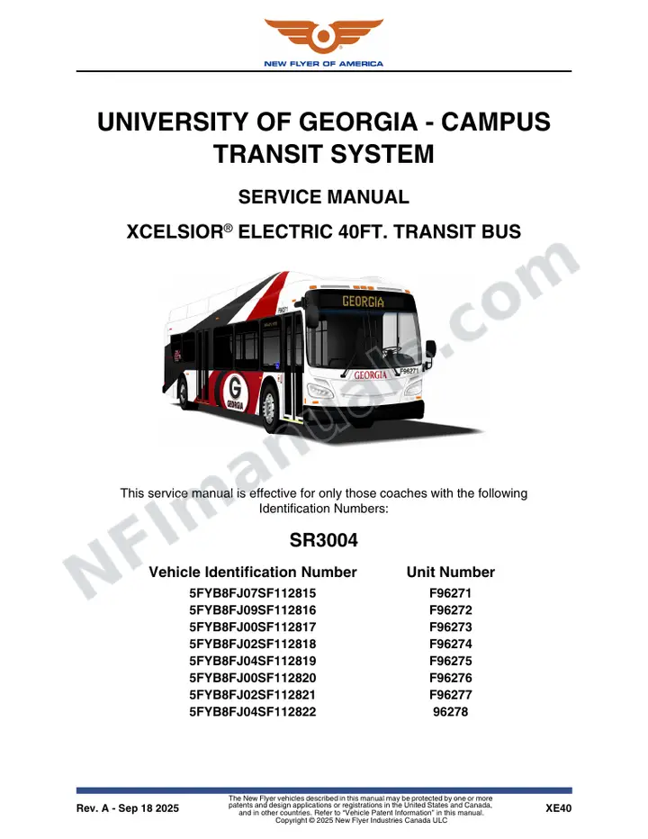 SR3004 Service Manual, University of Georgia - Campus Transit System first-page preview