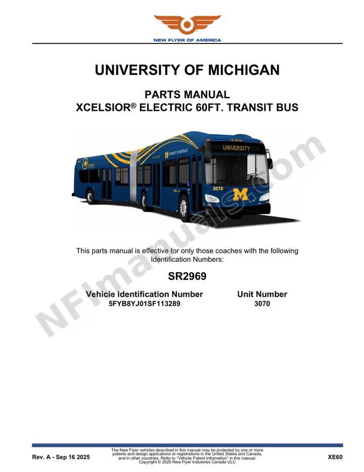 SR2969 Parts Manual, University of Michigan first-page preview