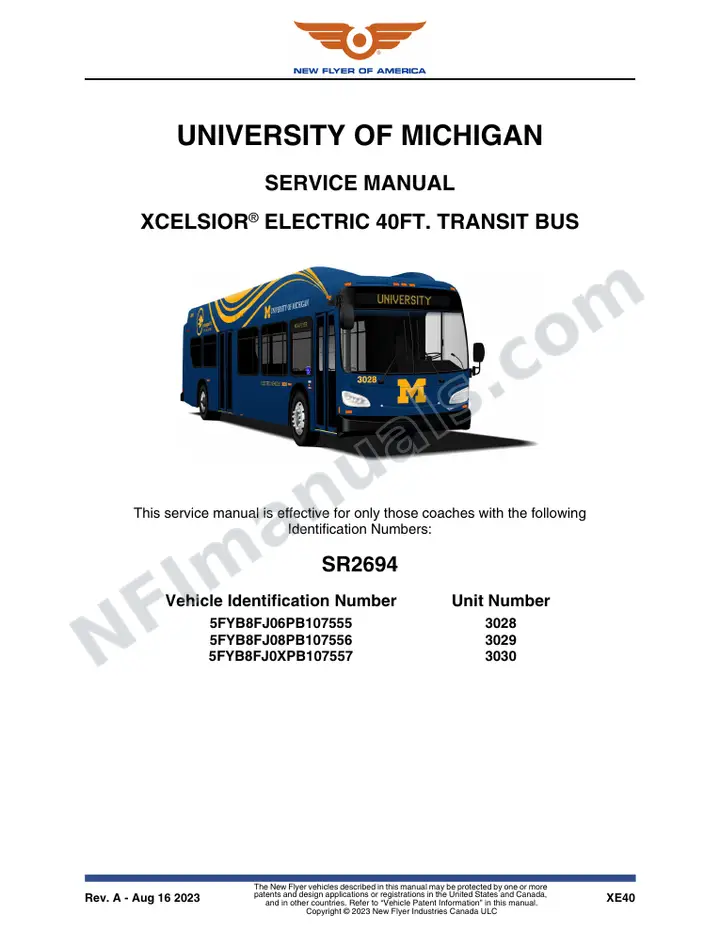 SR2694 Service Manual, University of Michigan first-page preview
